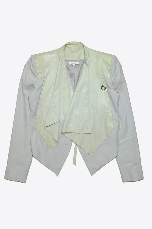 Helmut Lang - Leather & Linen Layered Biker Coat Jacket, Size 2