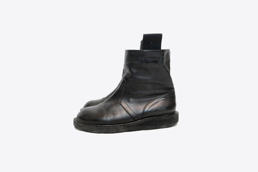 Rick Owens - Creeper Black Leather Pull On Boots, EU 42