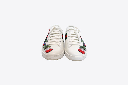Gucci - Ace Floral Embroidered Leather Sneaker, EU 42