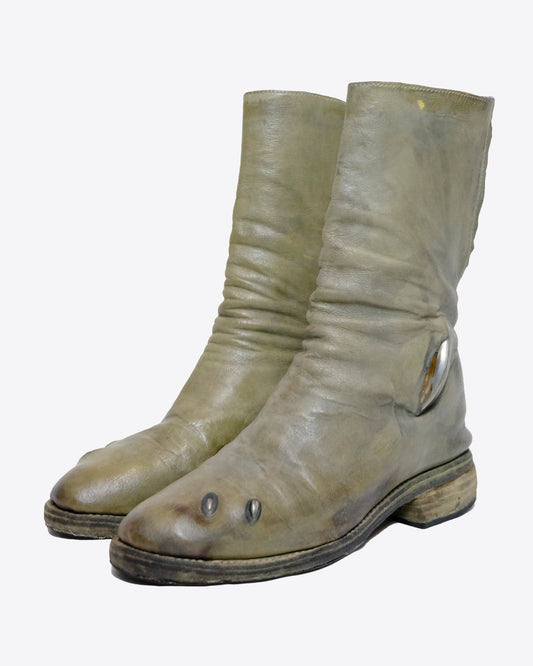 Carol Christian Poell - Titanium Prosthetic Leather Tornado Zip Boots, AM/2687P ROOMS-PTC/036, Size CCP 6