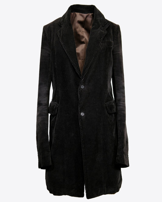 Rick Owens - Corduroy Coat with Detachable Cowl Mask, Size M