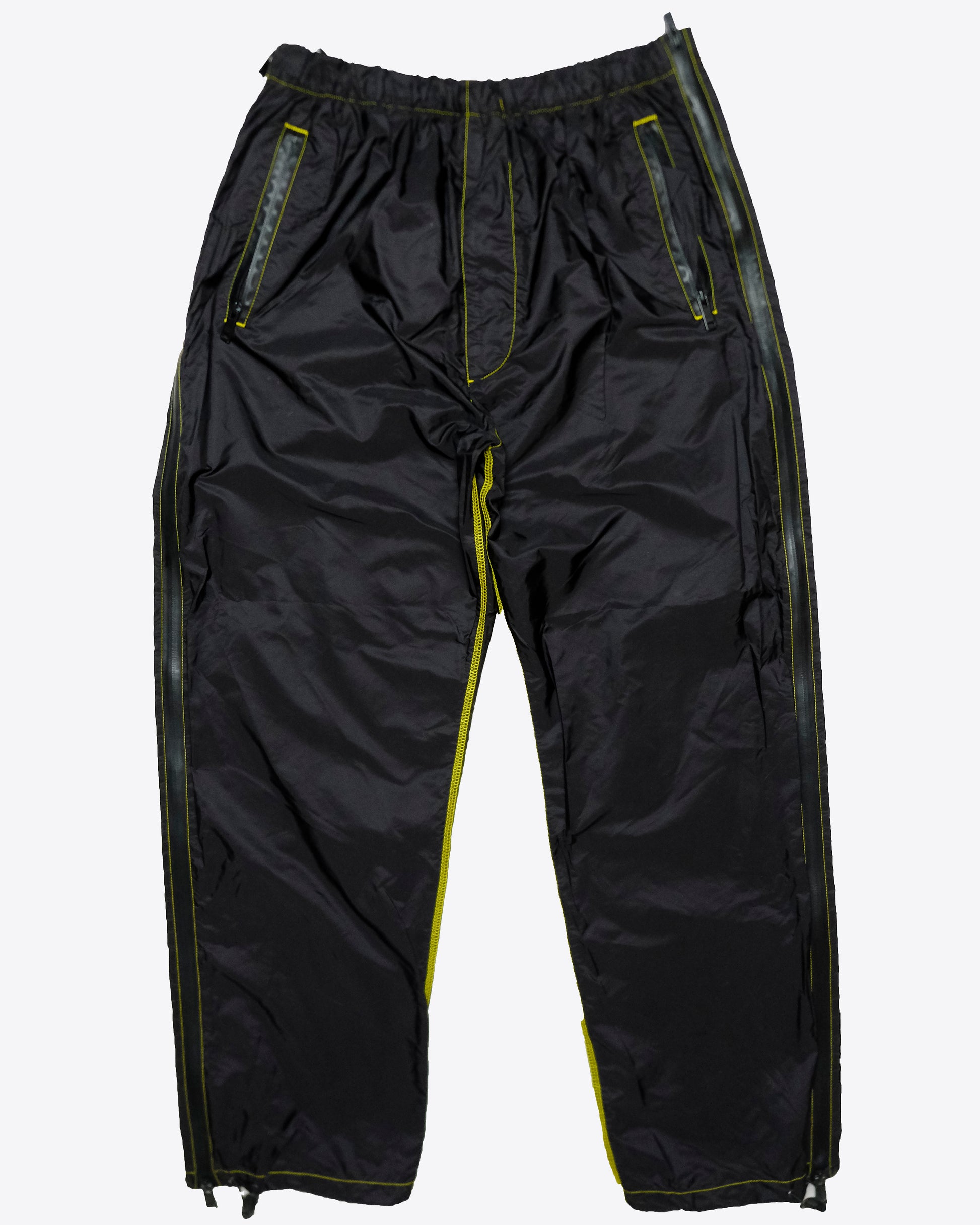 Prada - SS17 Runway Nylon Tech Track Pants with Yellow Overlock Stitching,  Size L