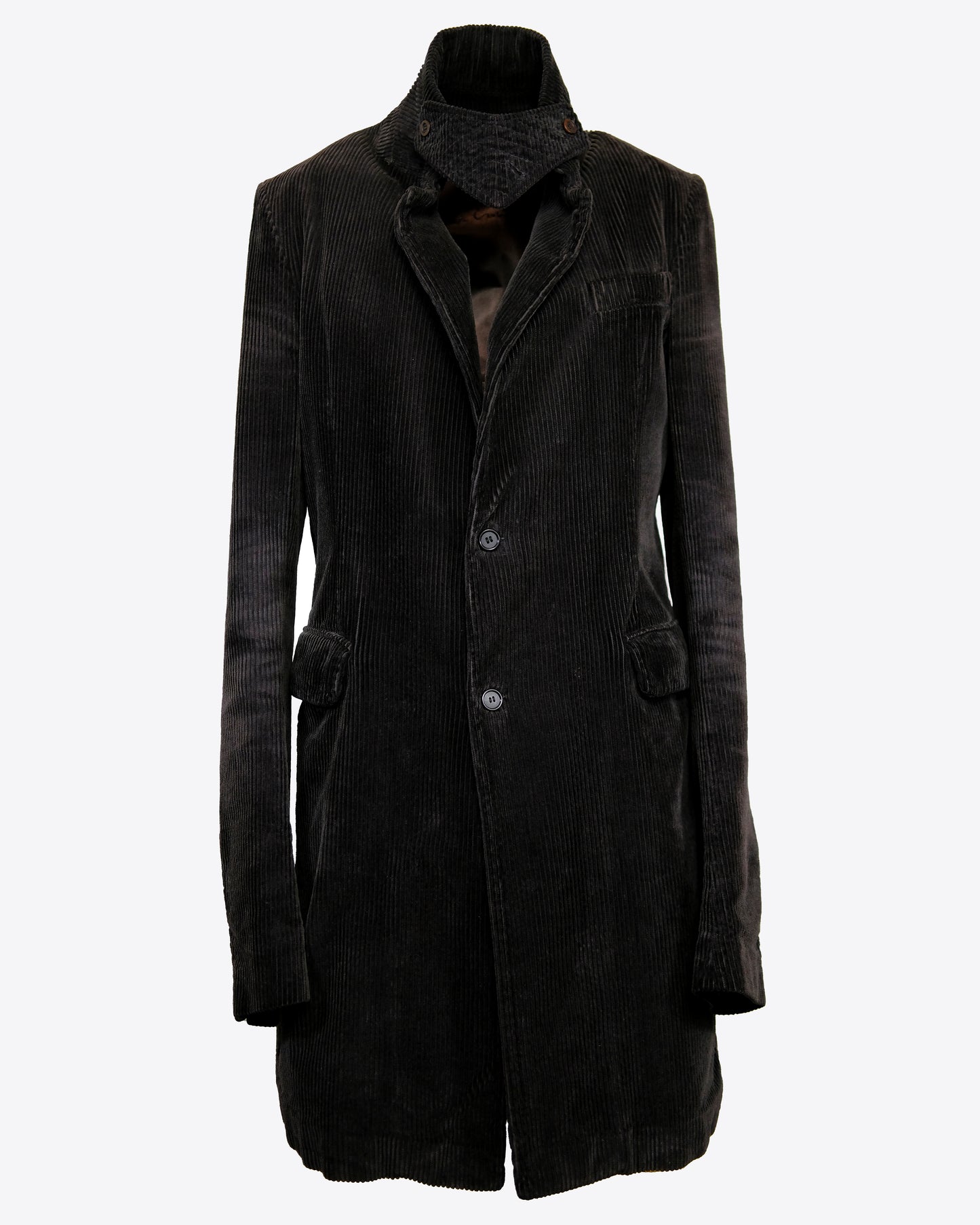 Rick Owens - Corduroy Coat with Detachable Cowl Mask, Size M