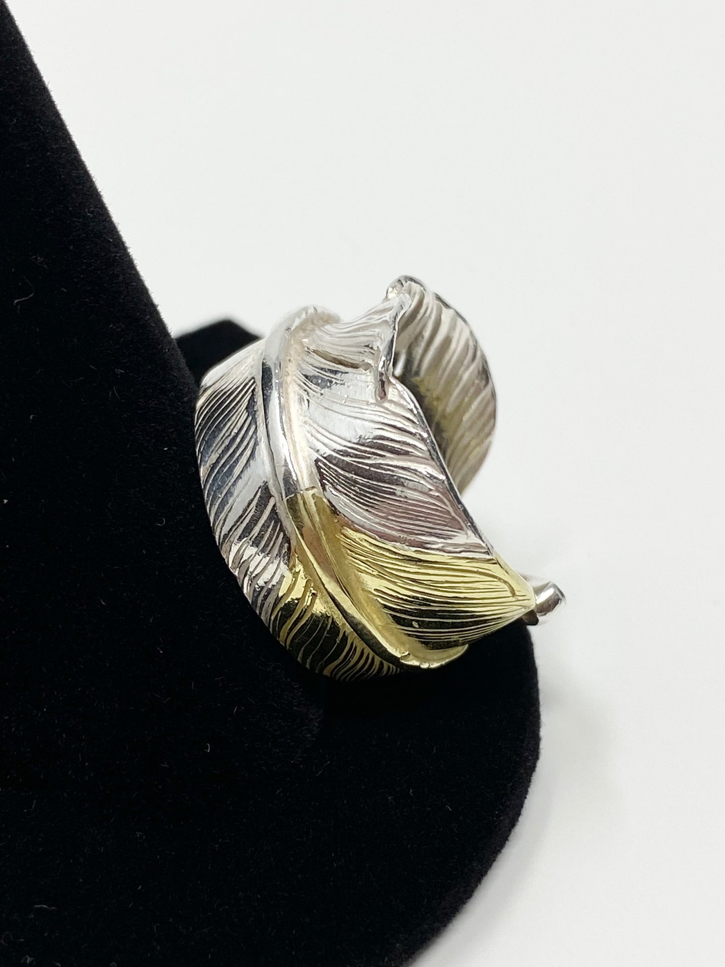 Goro's - Gold tipped Silver Feather Ring, US 7.5