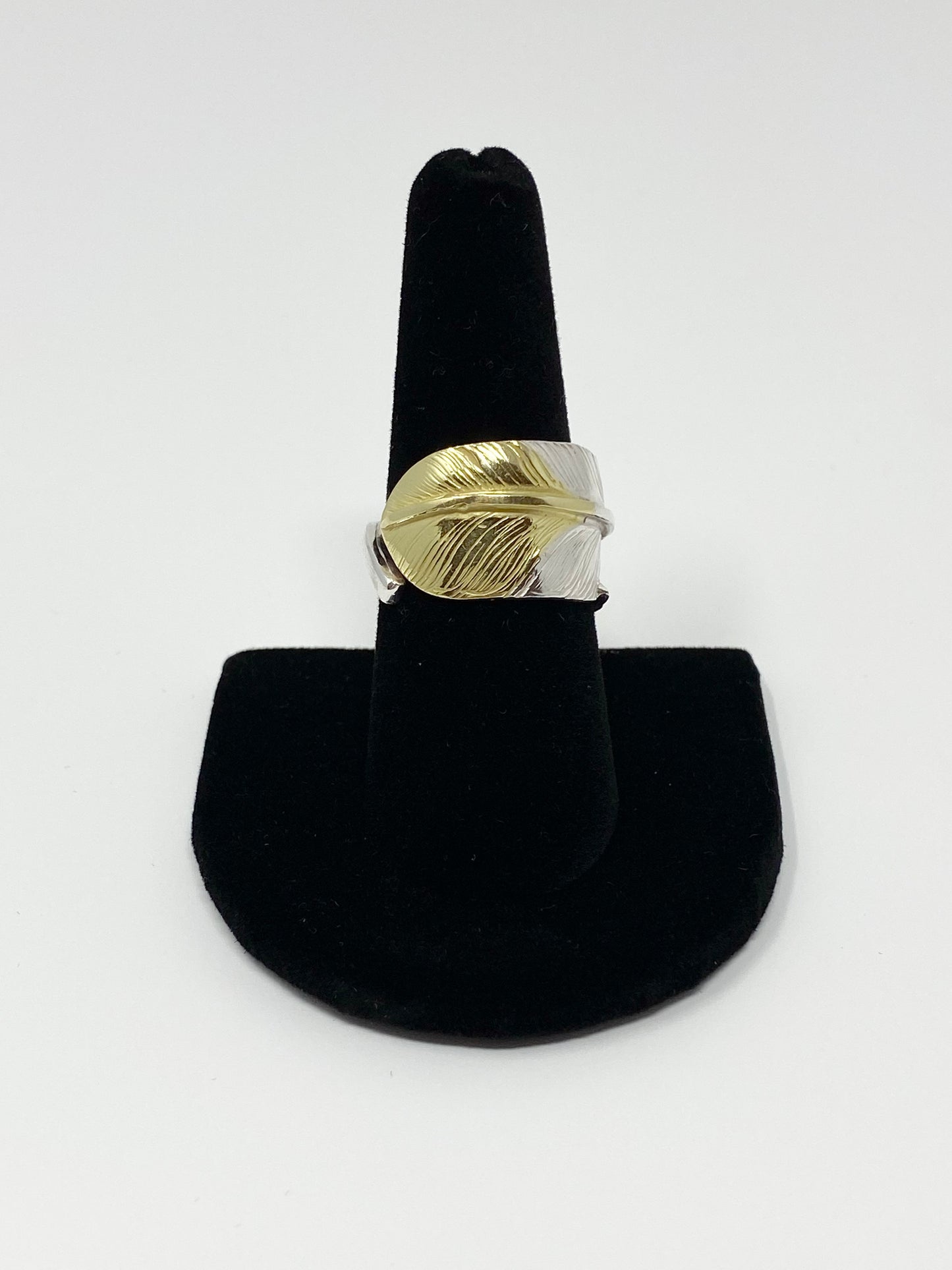 Goro's - Gold tipped Silver Feather Ring, US 7.5