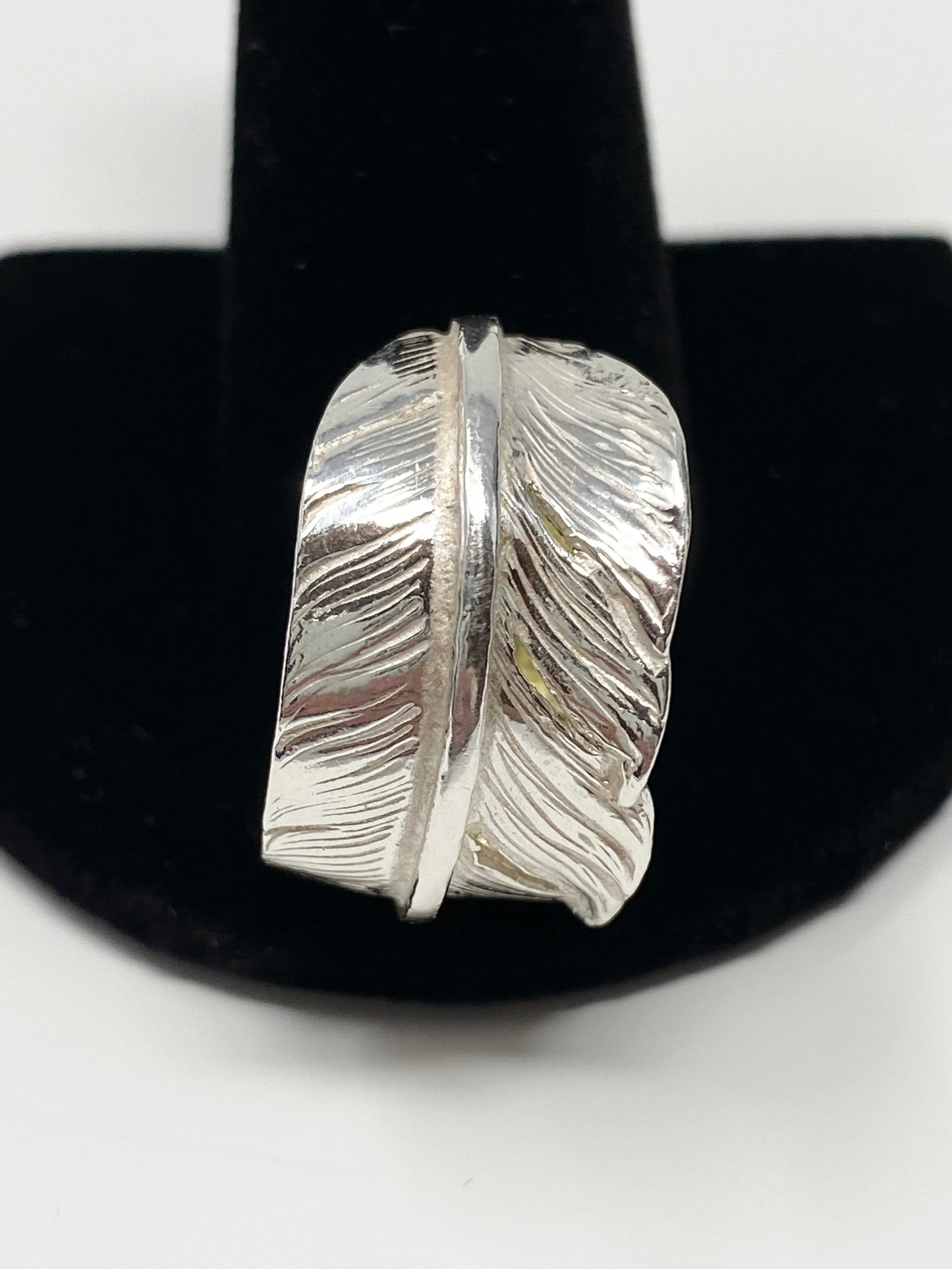 Goro's - Gold tipped Silver Feather Ring, US 7.5