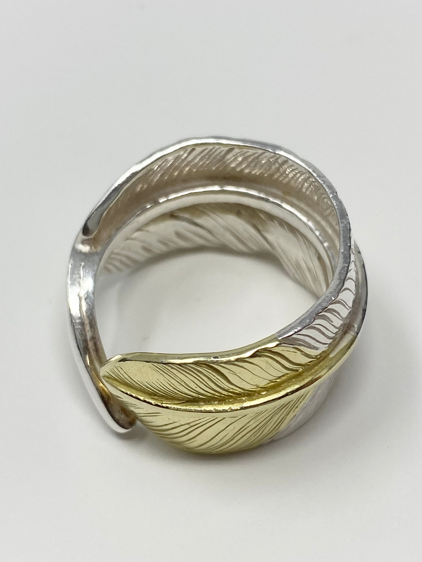 Goro's - Gold tipped Silver Feather Ring, US 7.5